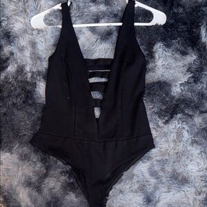 Black Strappy One-Piece BodySuit